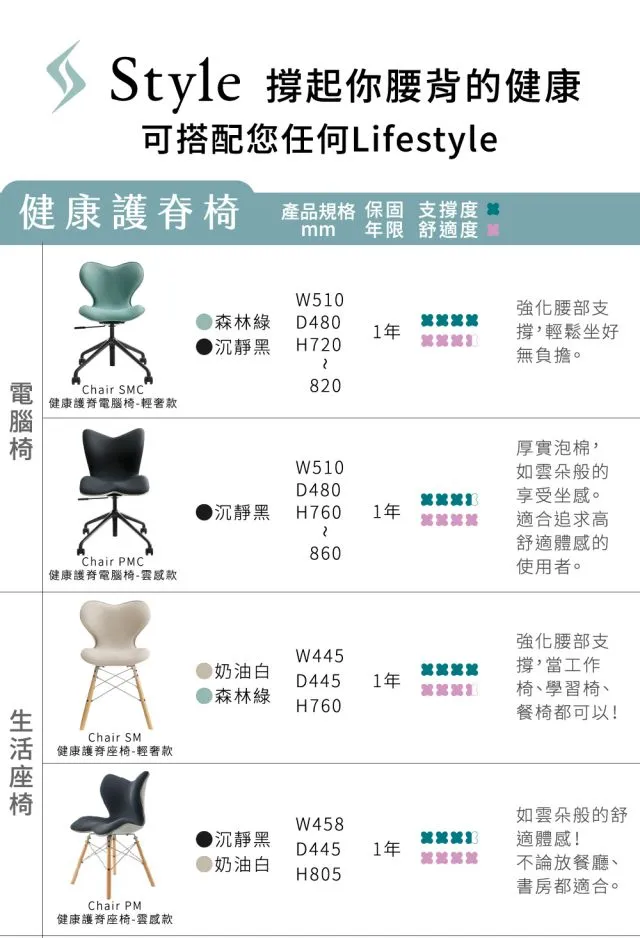 Chair PMC 健康護脊電腦椅-雲感款